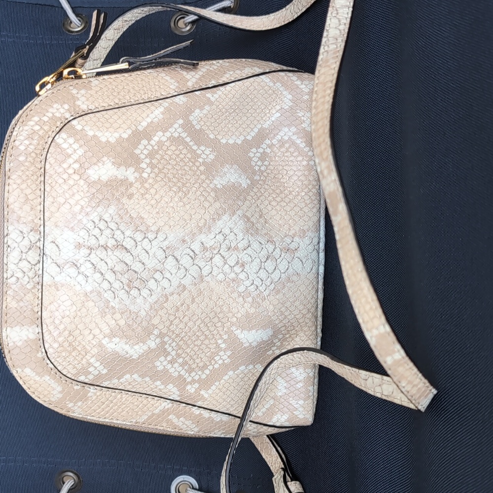 Tignanello Elegant Cream Snake Print Shoulder Crossbody Bag
